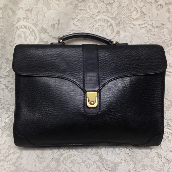 Authentic Burberrry Uni-sexBlack Leather Briefcase - Picture 1 of 8